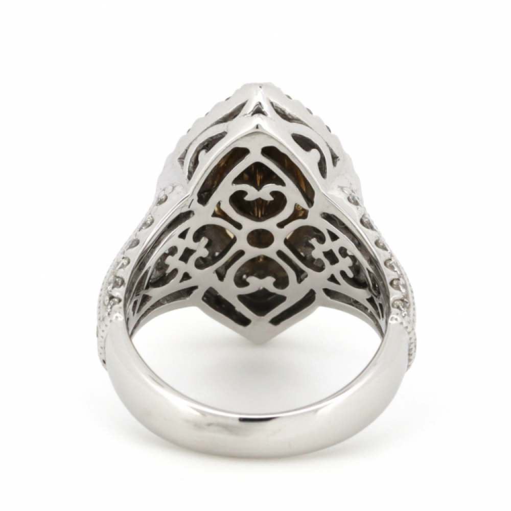 3.09ct Yellow Diamond Decorative Double Halo Ring