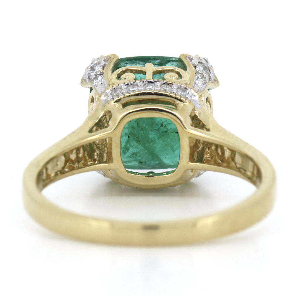 4.42ct Yellow Gold, Emerald and Diamond, Dress Ring