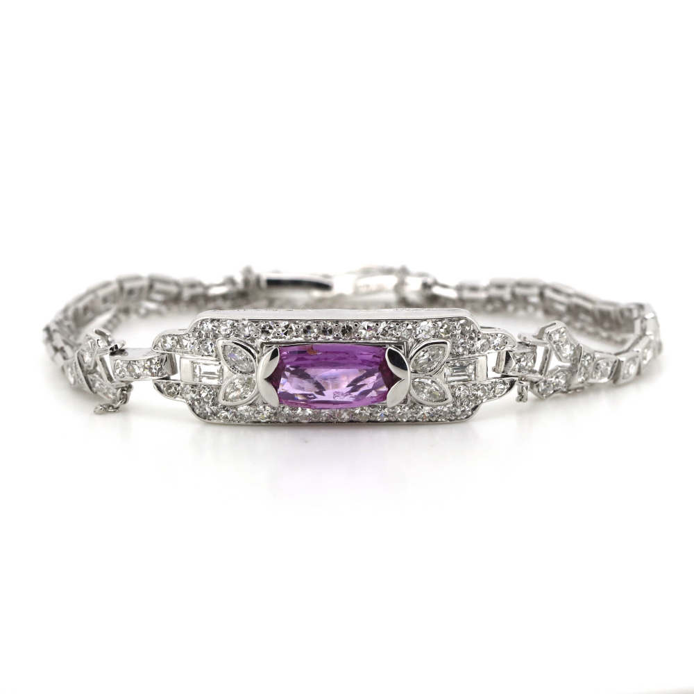 White Gold Sapphire and Diamond Art Deco Bracelet