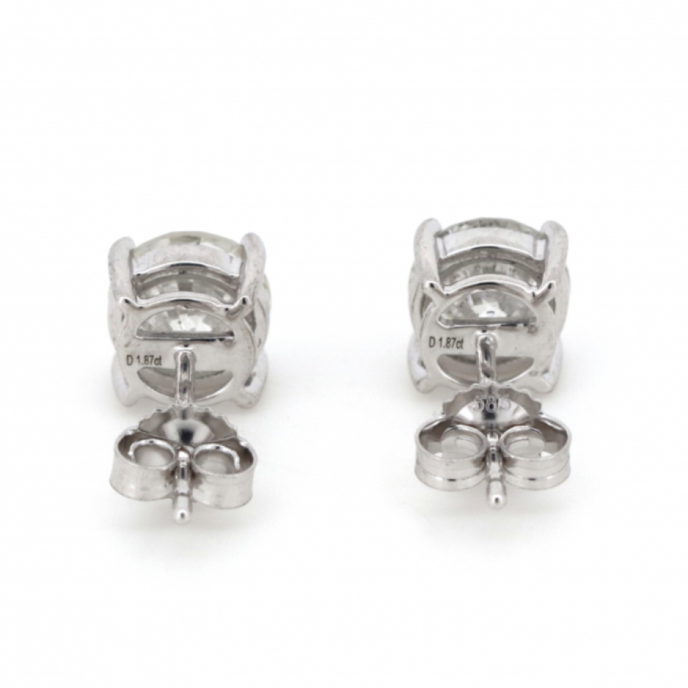 1.87ct TDW Diamond Solitaire Stud Earrings