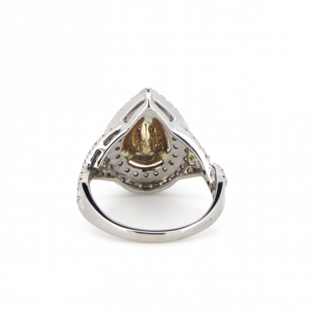 Stylish Diamond Double Halo Twist Band Ring
