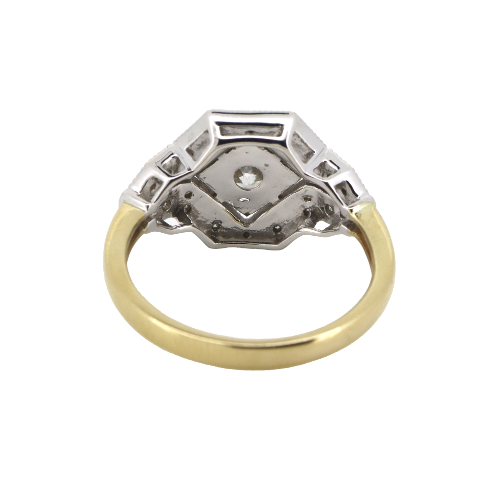 Yellow and White Gold Diamond Art Deco Inspired Ring