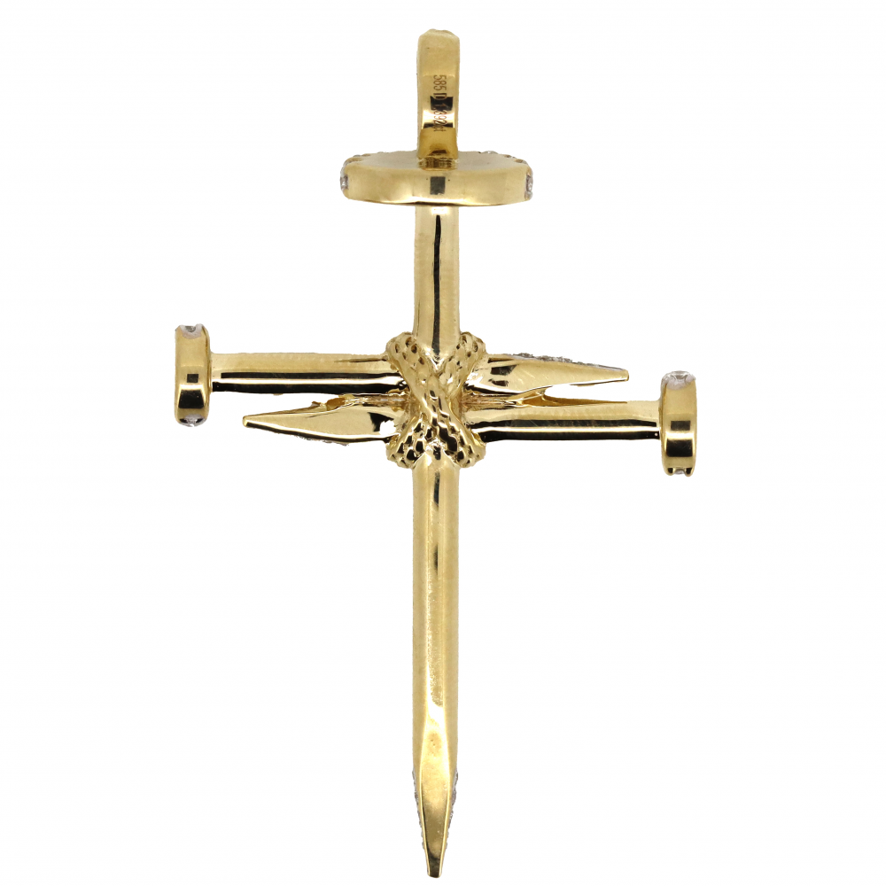 Yellow Gold and Diamond Crucifix Pendant
