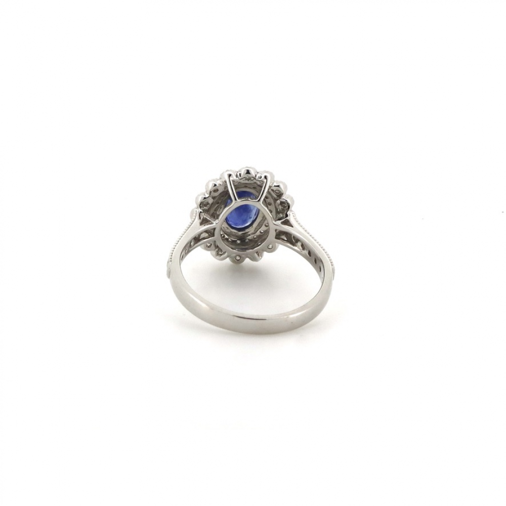 Ceylon Sapphire and Diamond Halo Ring