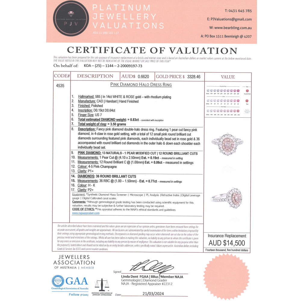 White/Rose Gold Pink Champagne Diamond Double Halo Ring