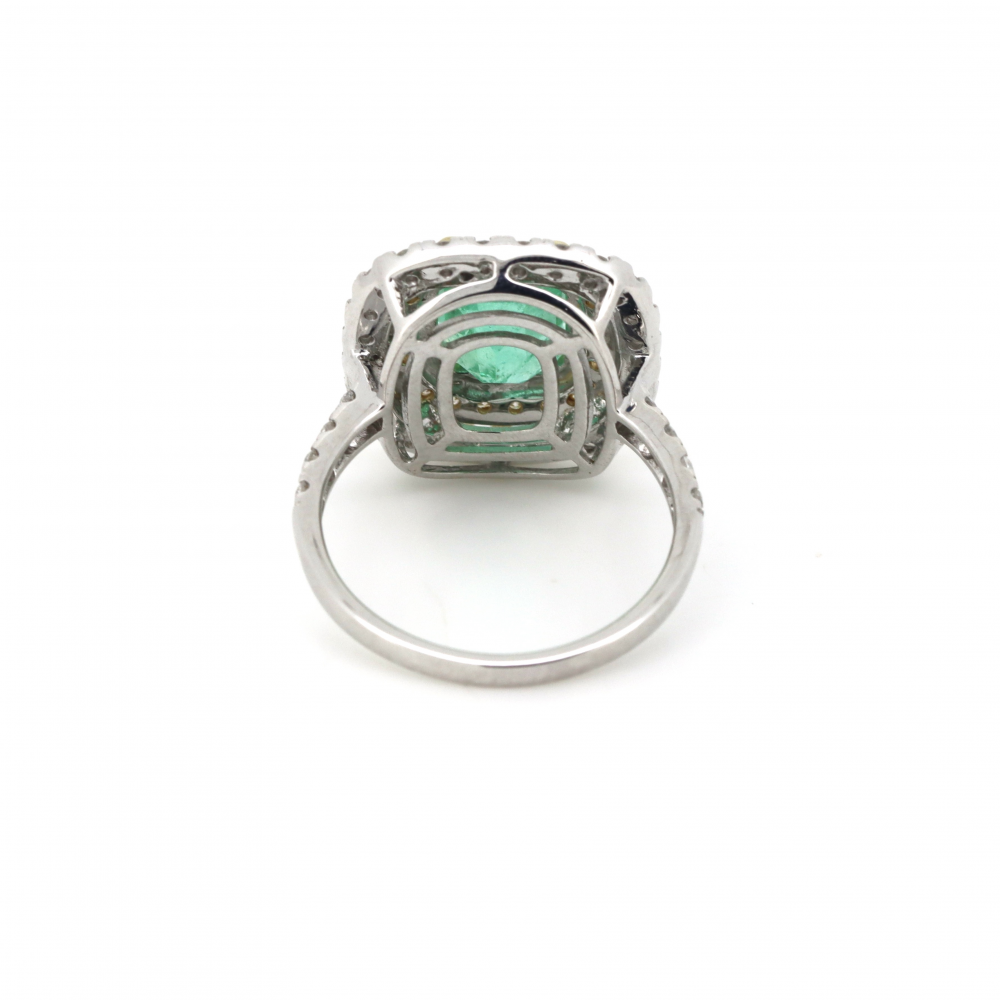 2.47ct Colombian Emerald and Diamond Double Halo Ring