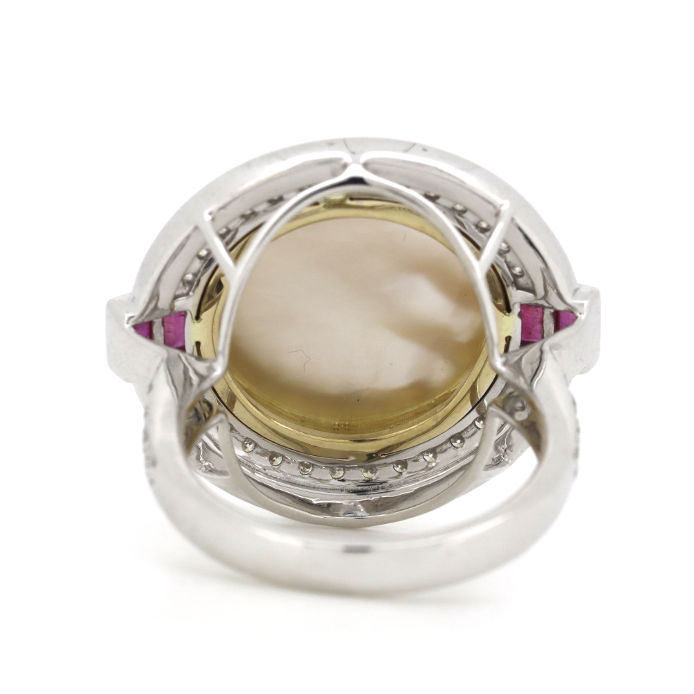White Cultured South Sea Mabe Pearl Ring