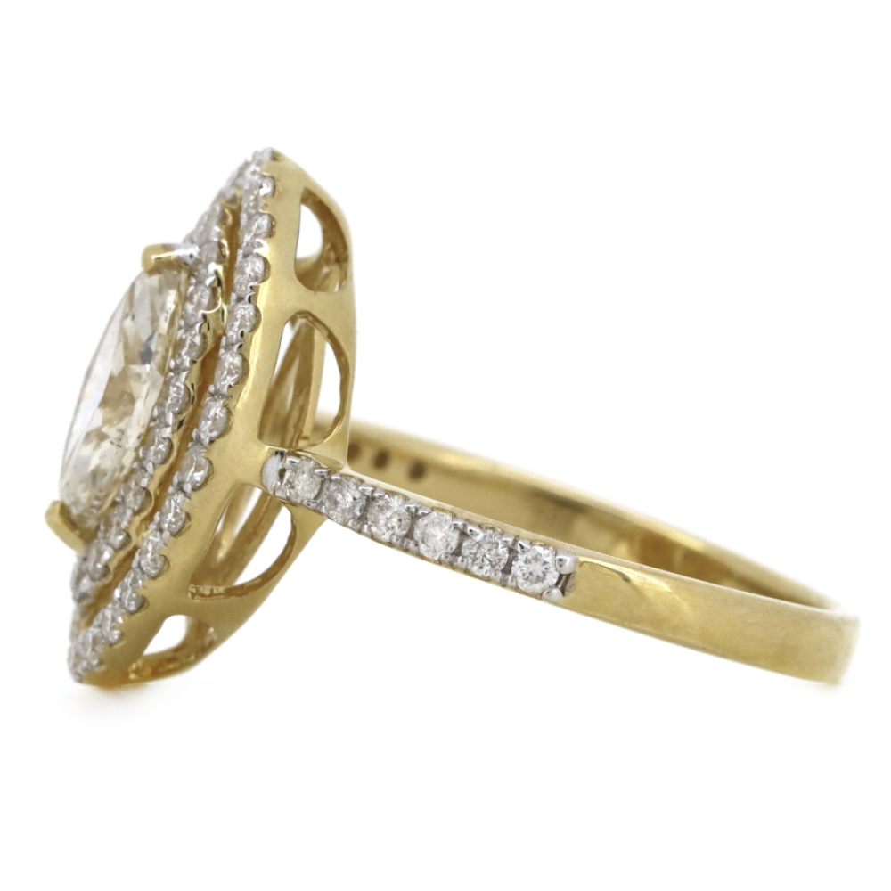 Yellow Gold and Diamond Double Halo Ring