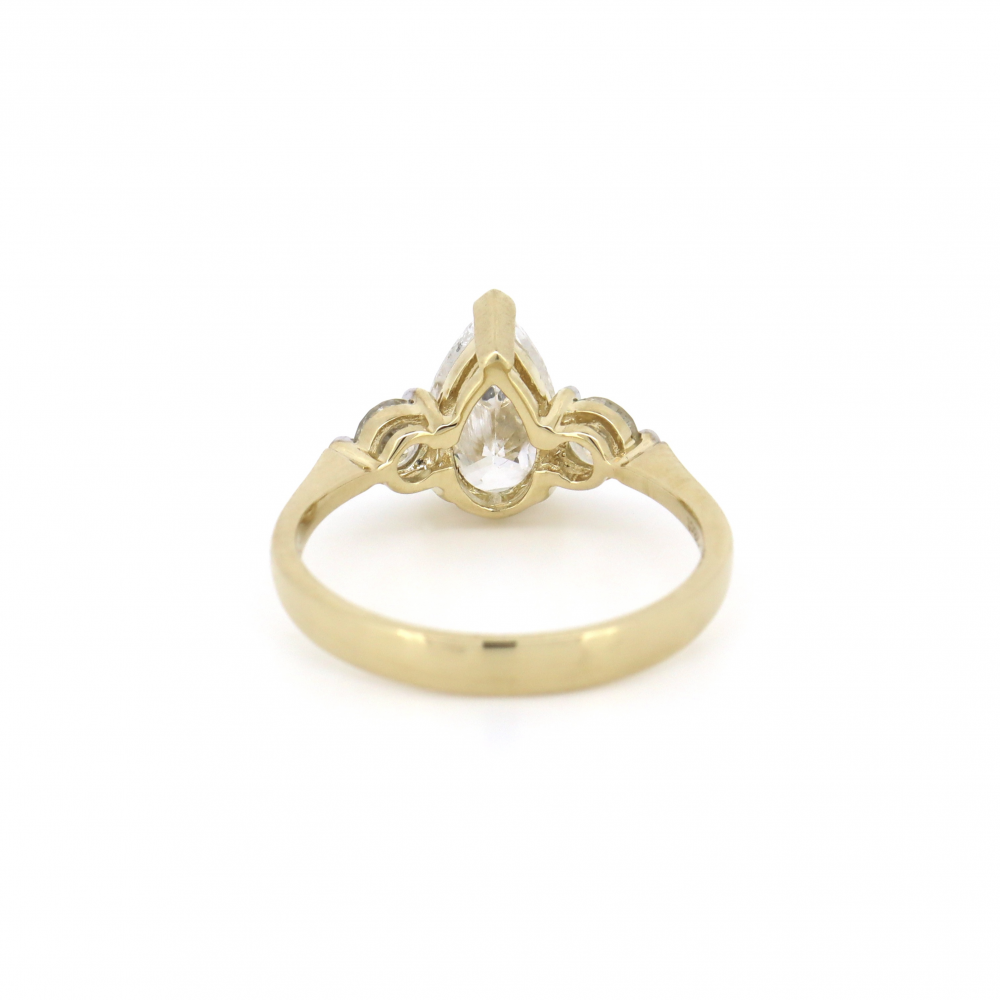 1.13ct Pear shaped Yellow Gold Diamond Trilogy Style Ring