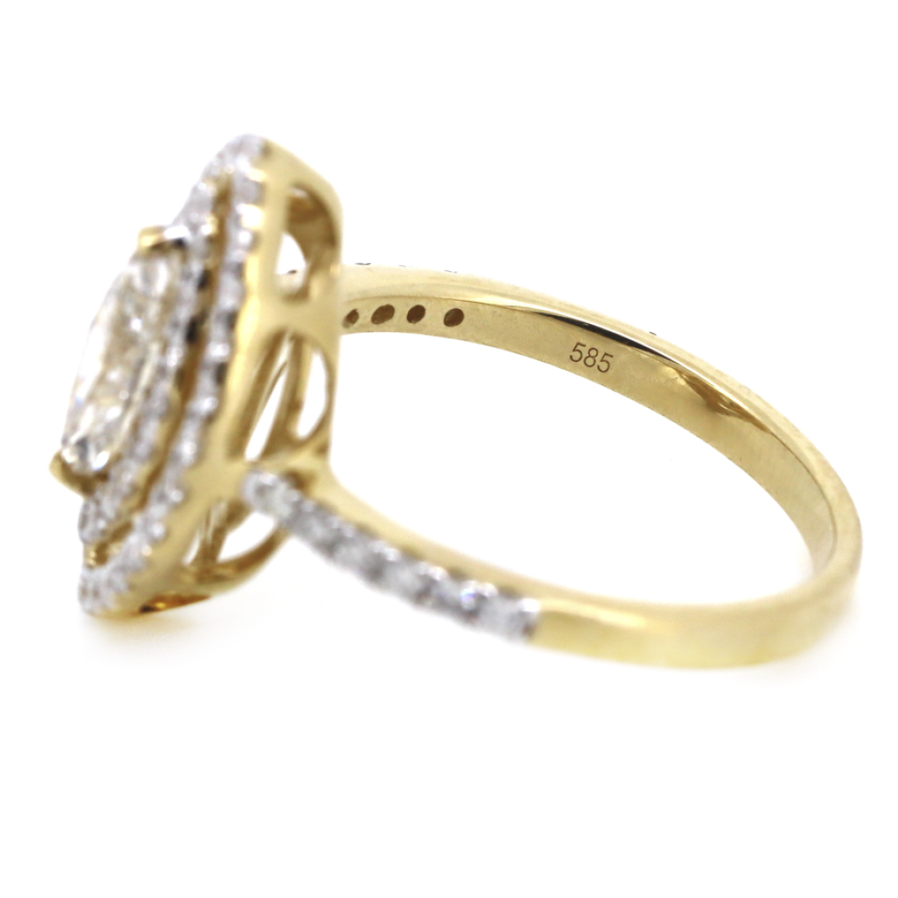 Yellow Gold and Diamond Double Halo Ring