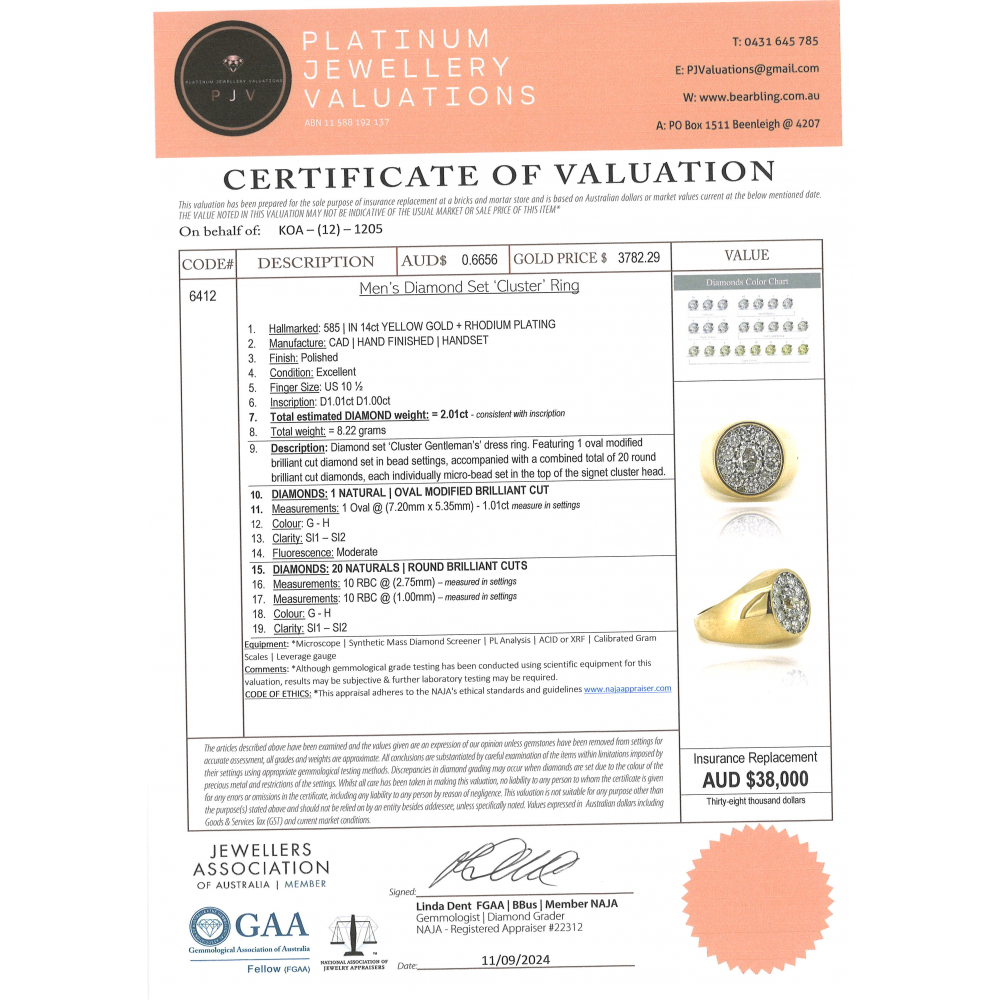 Yellow Gold Diamond Gents Ring