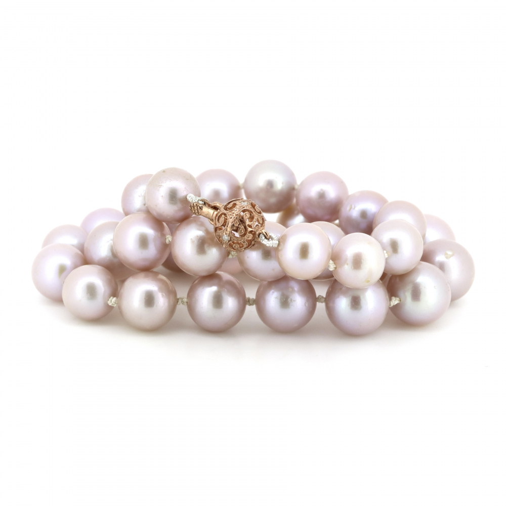 Pink Cultured Pearl and Diamond Strand Necklace
