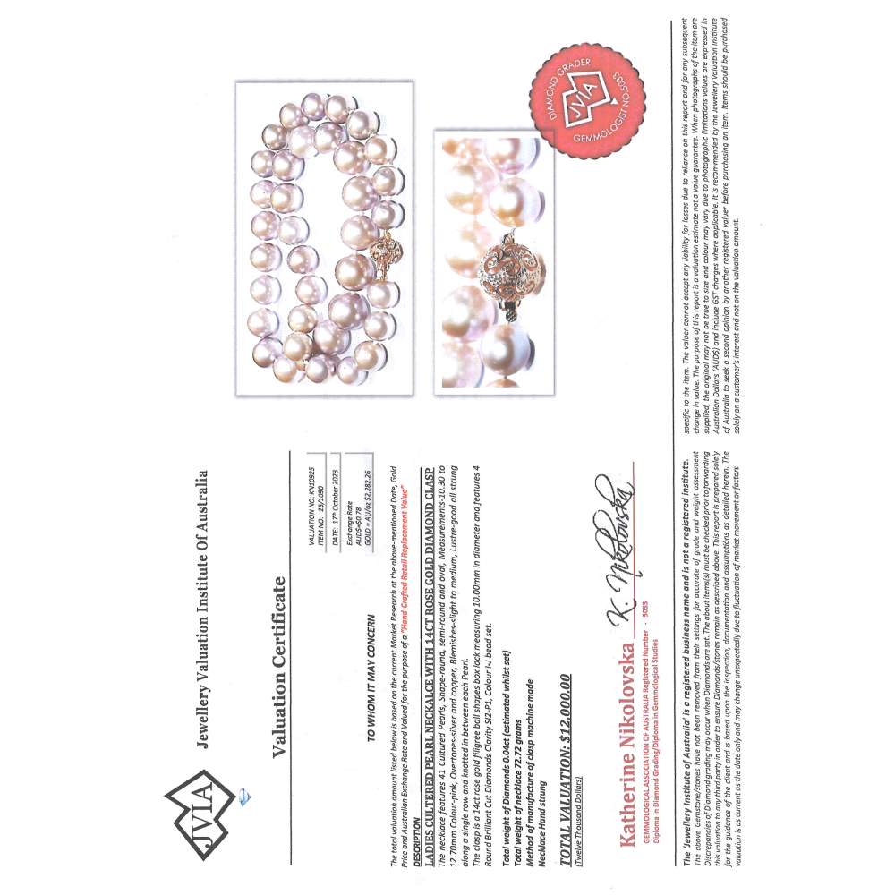 Pink Cultured Pearl and Diamond Strand Necklace