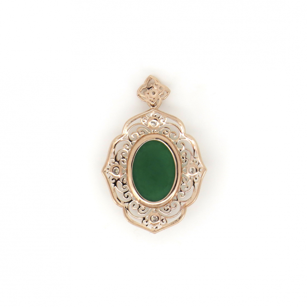 9.31ct Jade and Diamond Antique Inspired Pendant