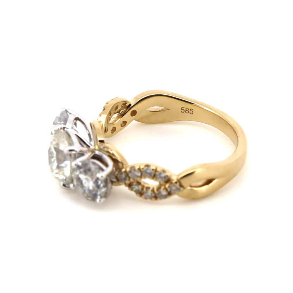2.83ct Yellow and White Gold Diamond Trilogy Ring