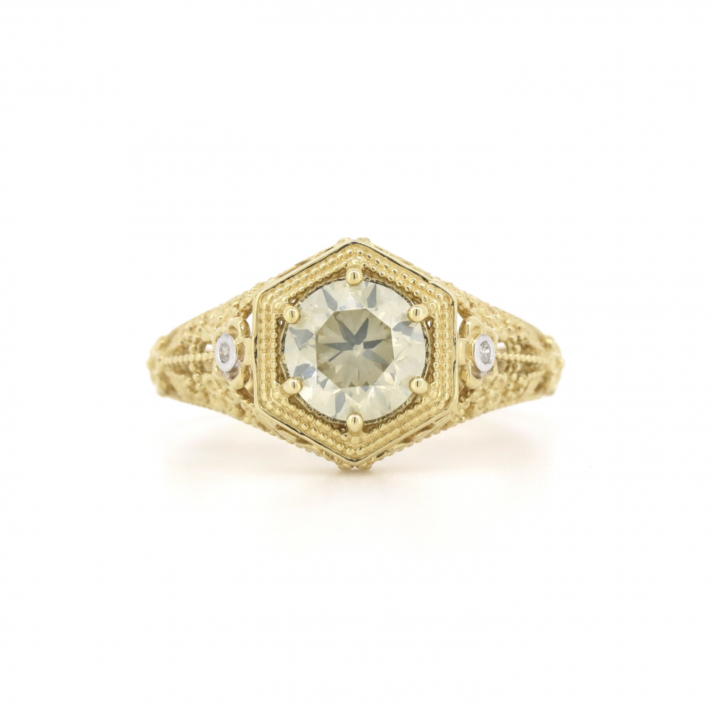 Yellow Diamond Art Deco Ring
