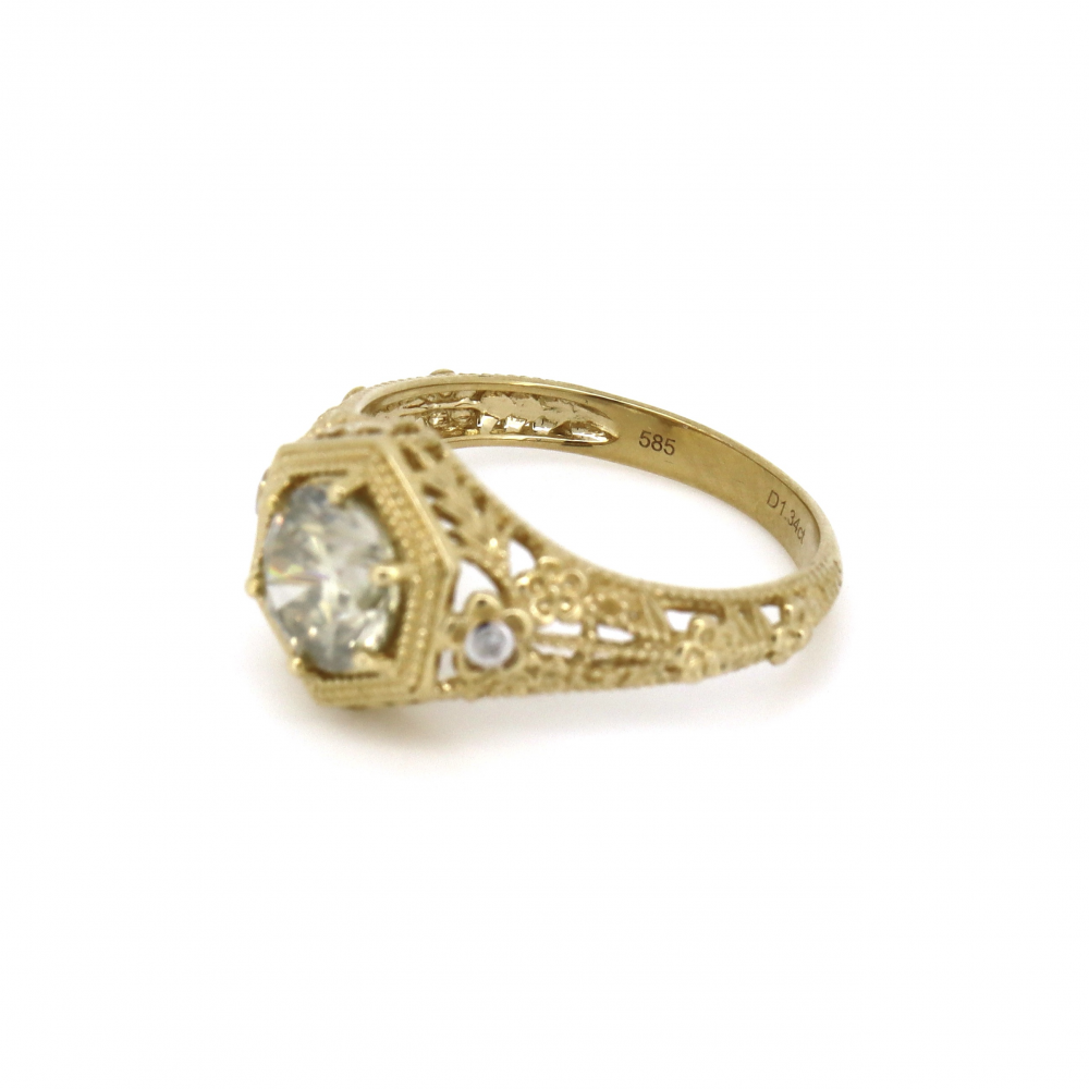 Yellow Diamond Art Deco Ring
