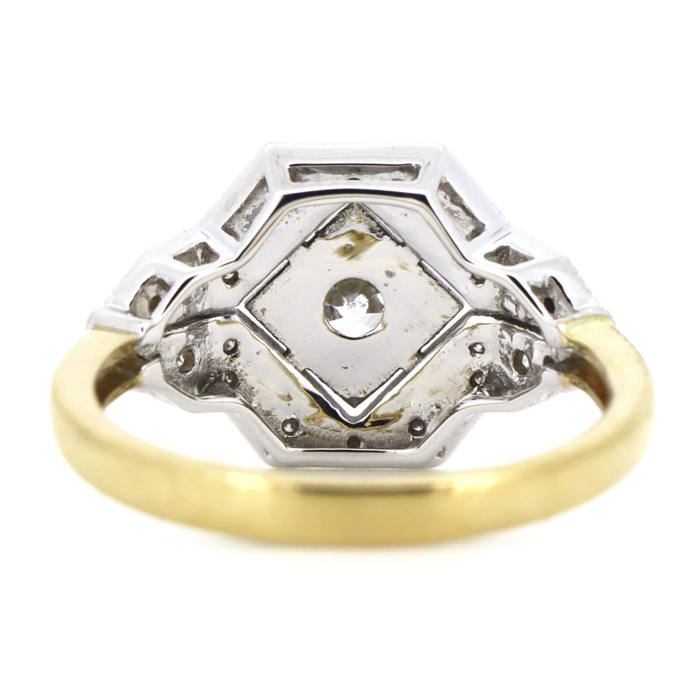 Yellow and White Gold, Diamond Art Deco Inspired Ring