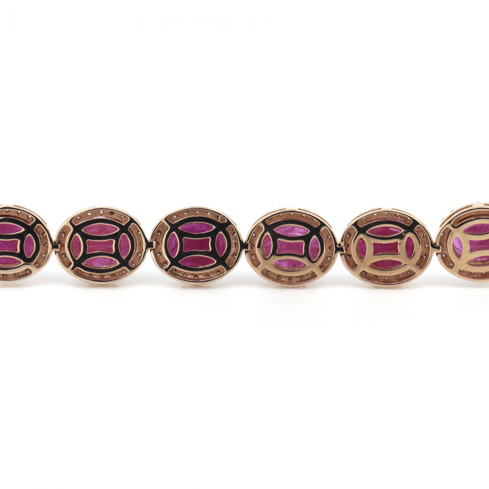 Rose Gold Ruby and Diamond Halo Bracelet