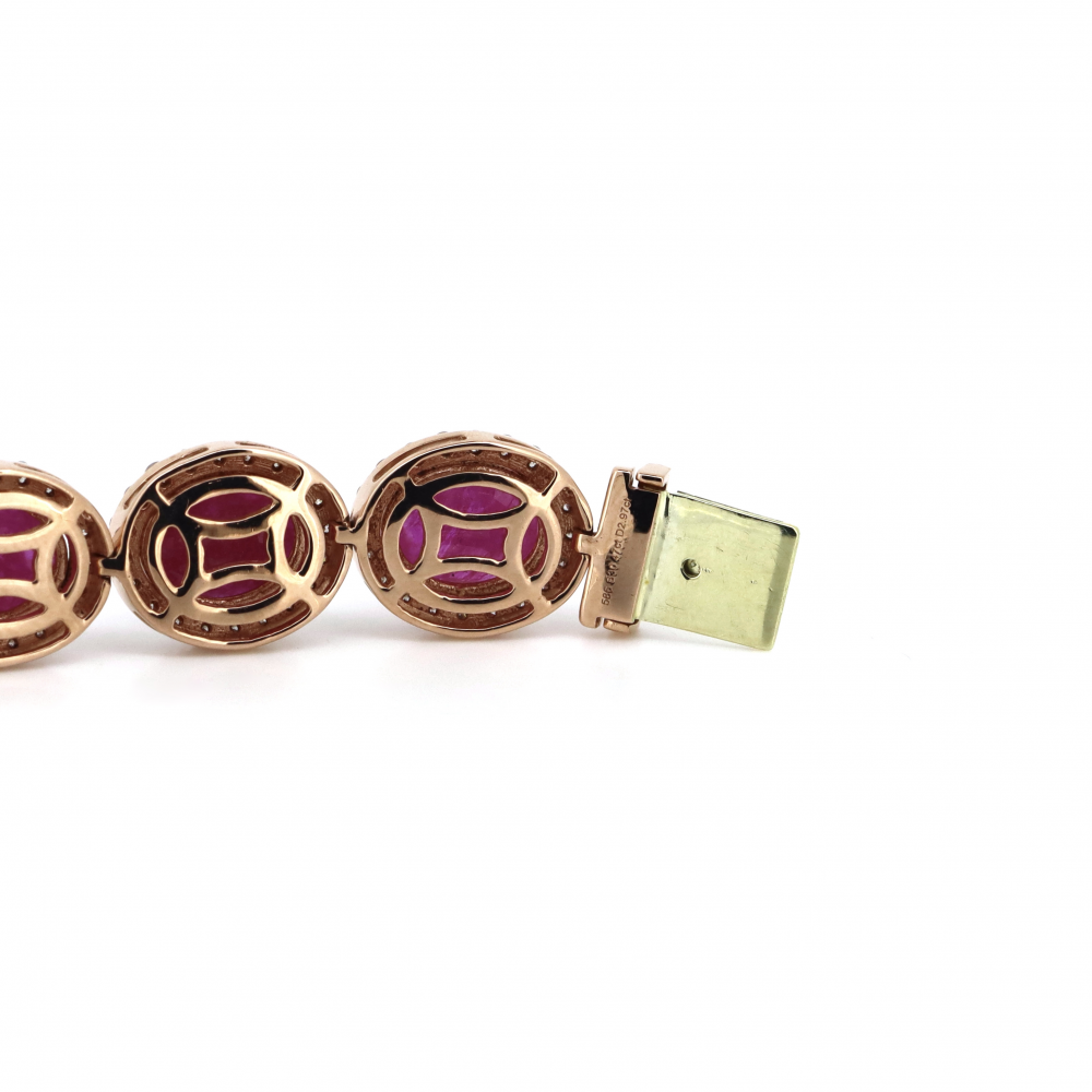 Rose Gold Ruby and Diamond Halo Bracelet