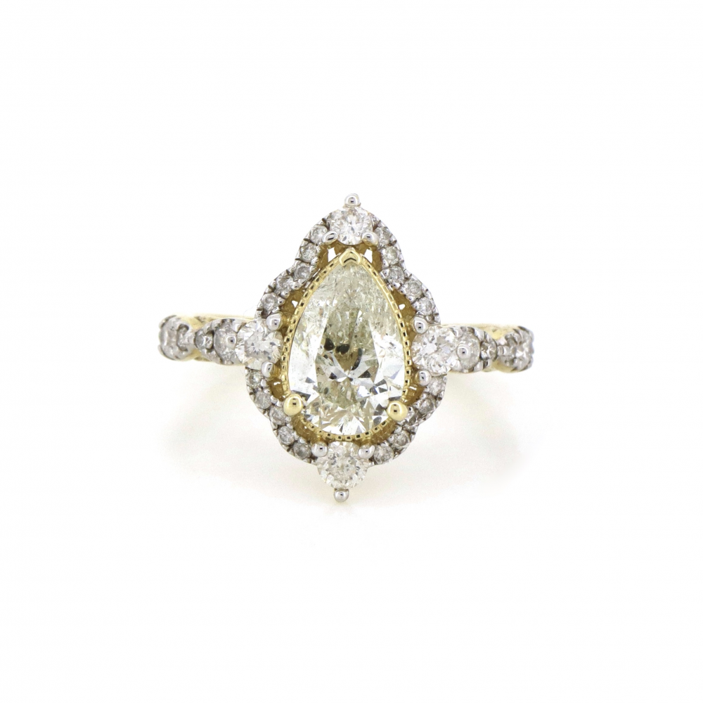 1.52ct Yellow Gold and Diamond Halo Ring
