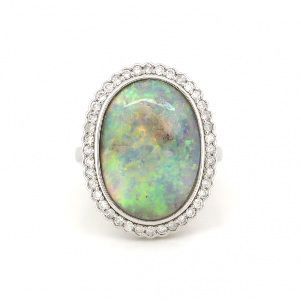 6.58ct Coober Pedy Opal and Diamond Cocktail Ring