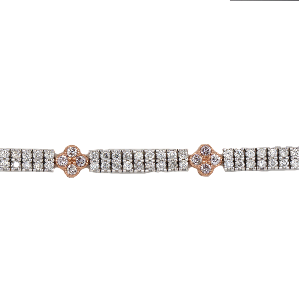 White & Rose Gold Pink Diamond Double Row Bracelet