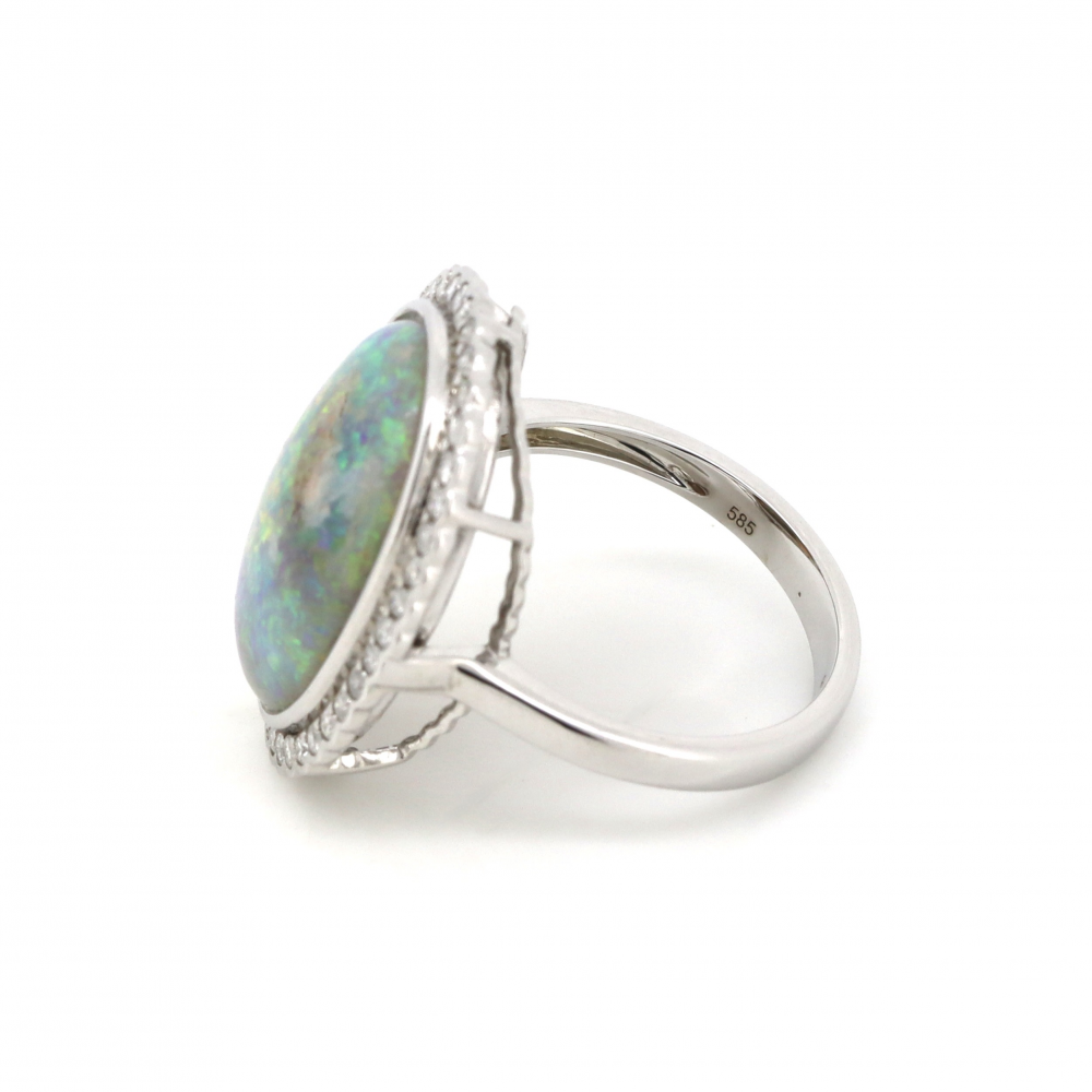 6.58ct Coober Pedy Opal and Diamond Cocktail Ring