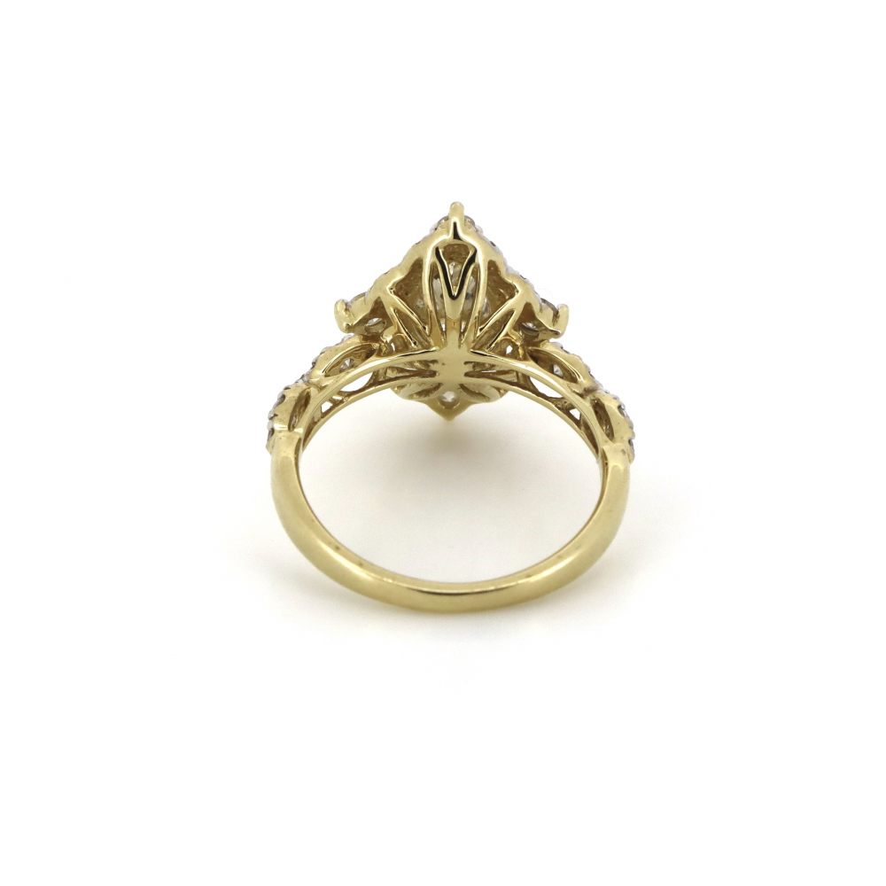 1.52ct Yellow Gold and Diamond Halo Ring