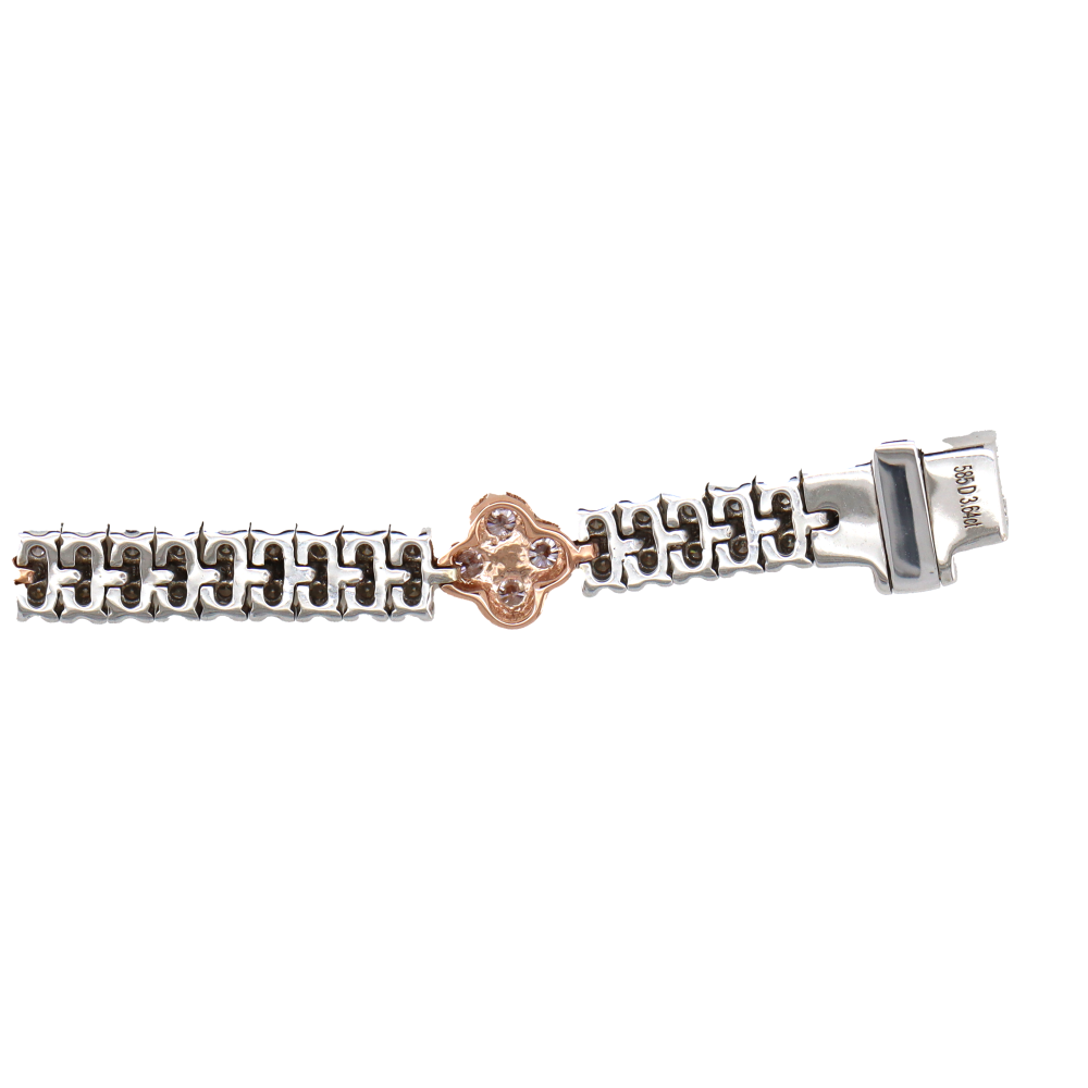 White & Rose Gold Pink Diamond Double Row Bracelet