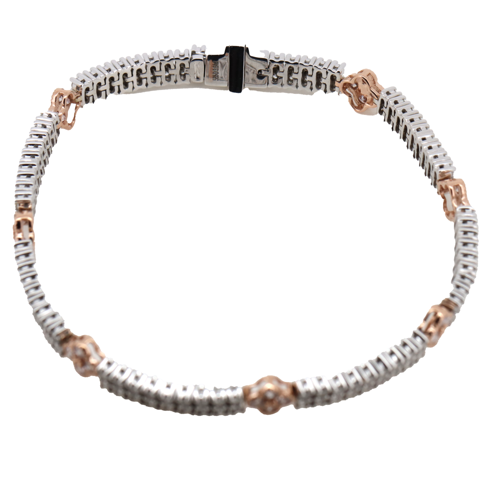 White & Rose Gold Pink Diamond Double Row Bracelet