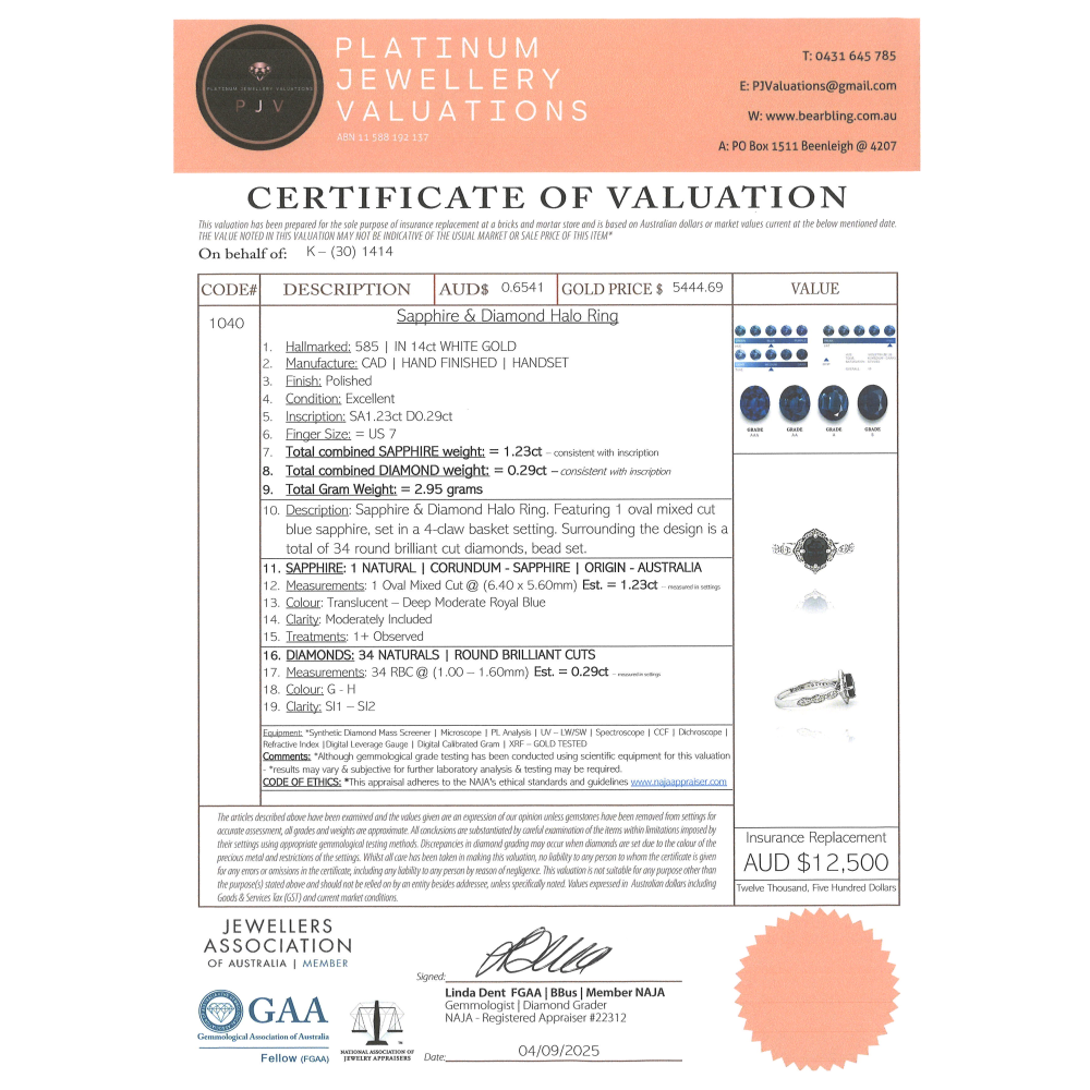 White Gold Blue Sapphire & Diamond Dress Ring