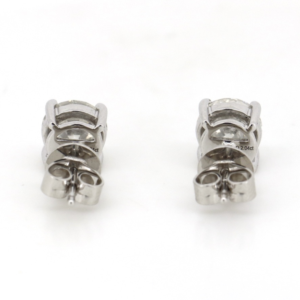 White Gold, 2.04ct TDW Diamond Solitaire Stud Earrings