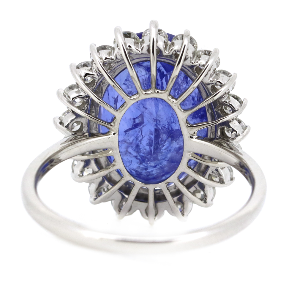 White Gold, 7.44ct Tanzanite and Diamond Halo Statement Ring