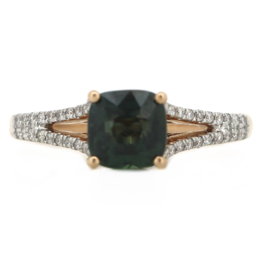 1.43ct 18K Rose Gold, Green Sapphire and Diamond Dress Ring
