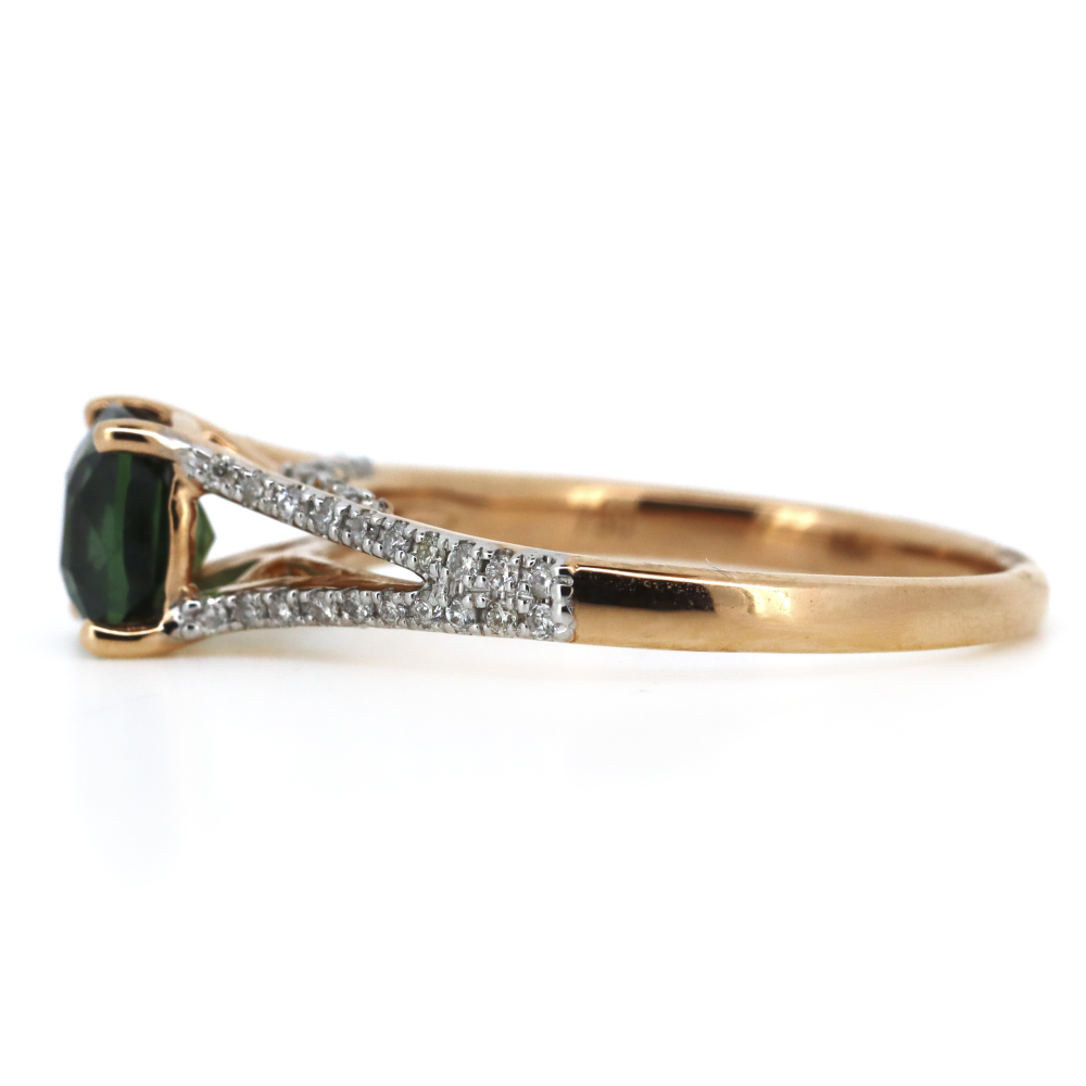 1.43ct 18K Rose Gold, Green Sapphire and Diamond Dress Ring