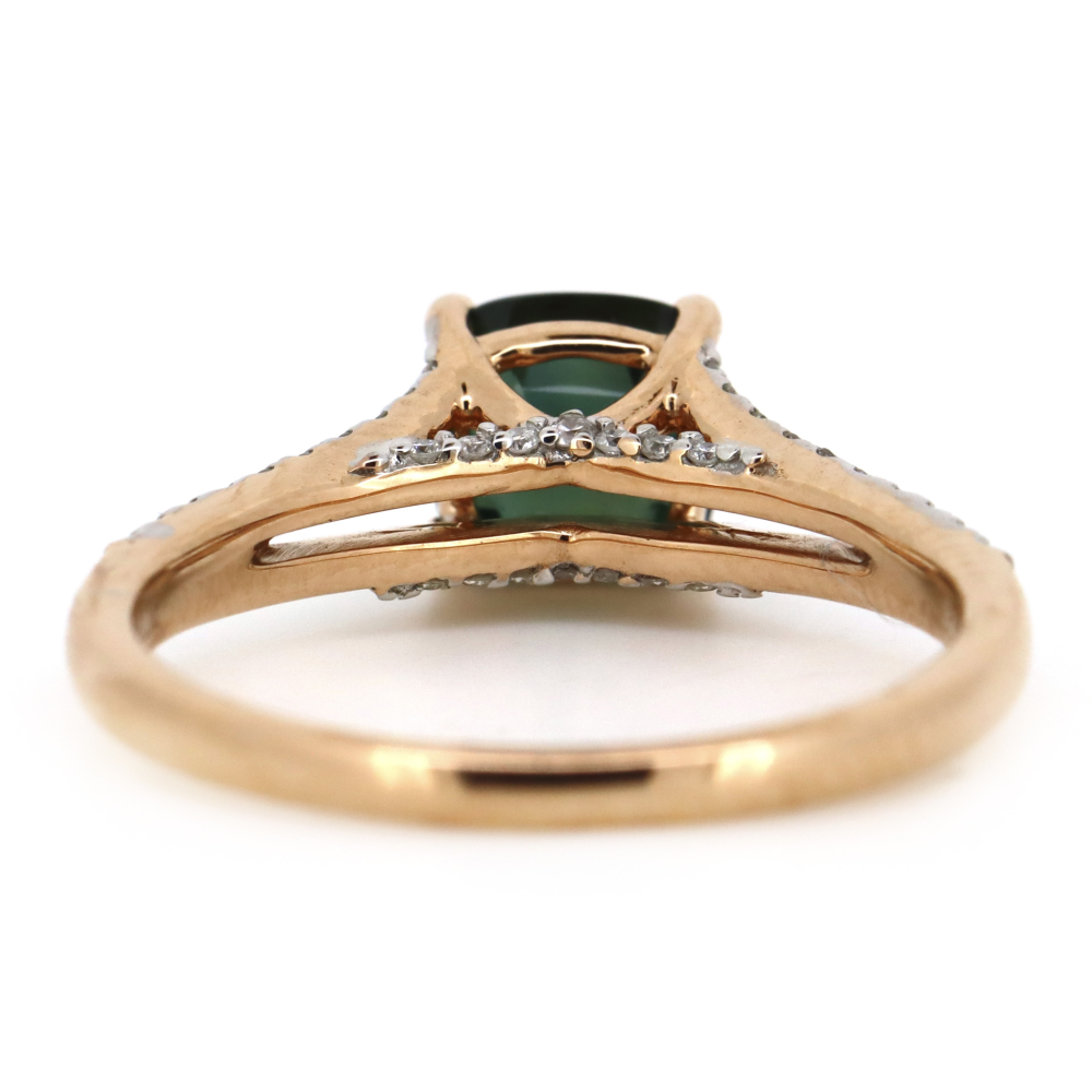 1.43ct 18K Rose Gold, Green Sapphire and Diamond Dress Ring