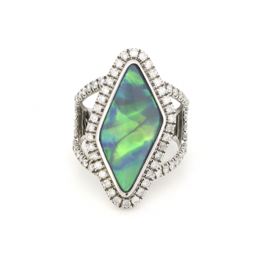 6.69ct Lightning Ridge Opal and Diamond Statement Ring