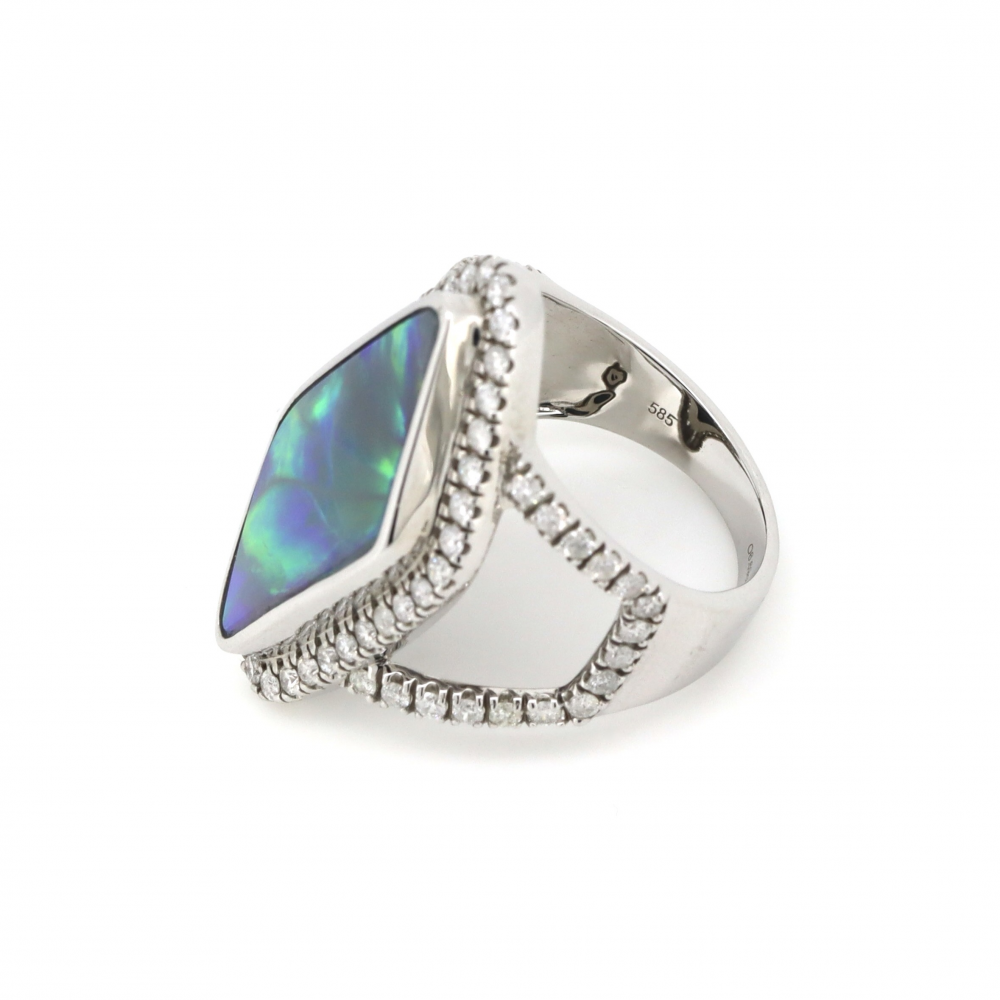 6.69ct Lightning Ridge Opal and Diamond Statement Ring