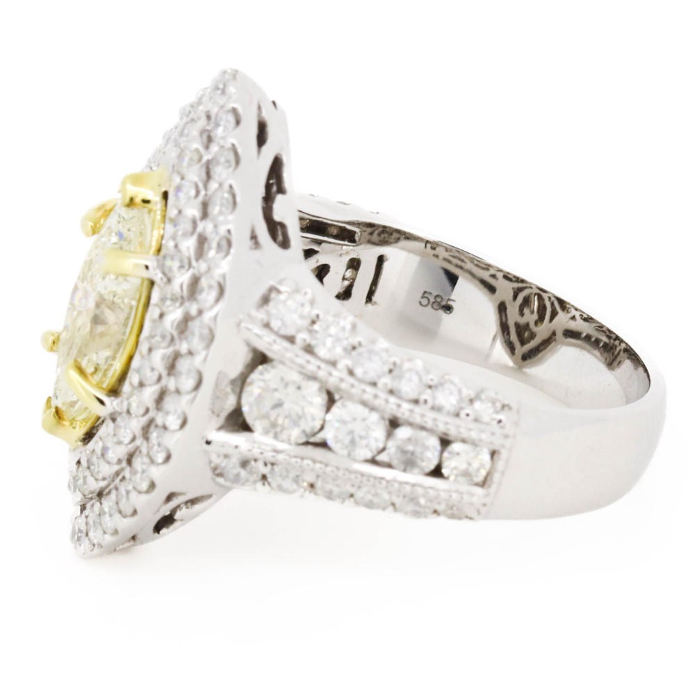 White & Yellow Gold Diamond Cluster Cocktail Ring – Marquise Cut Statement Elegance