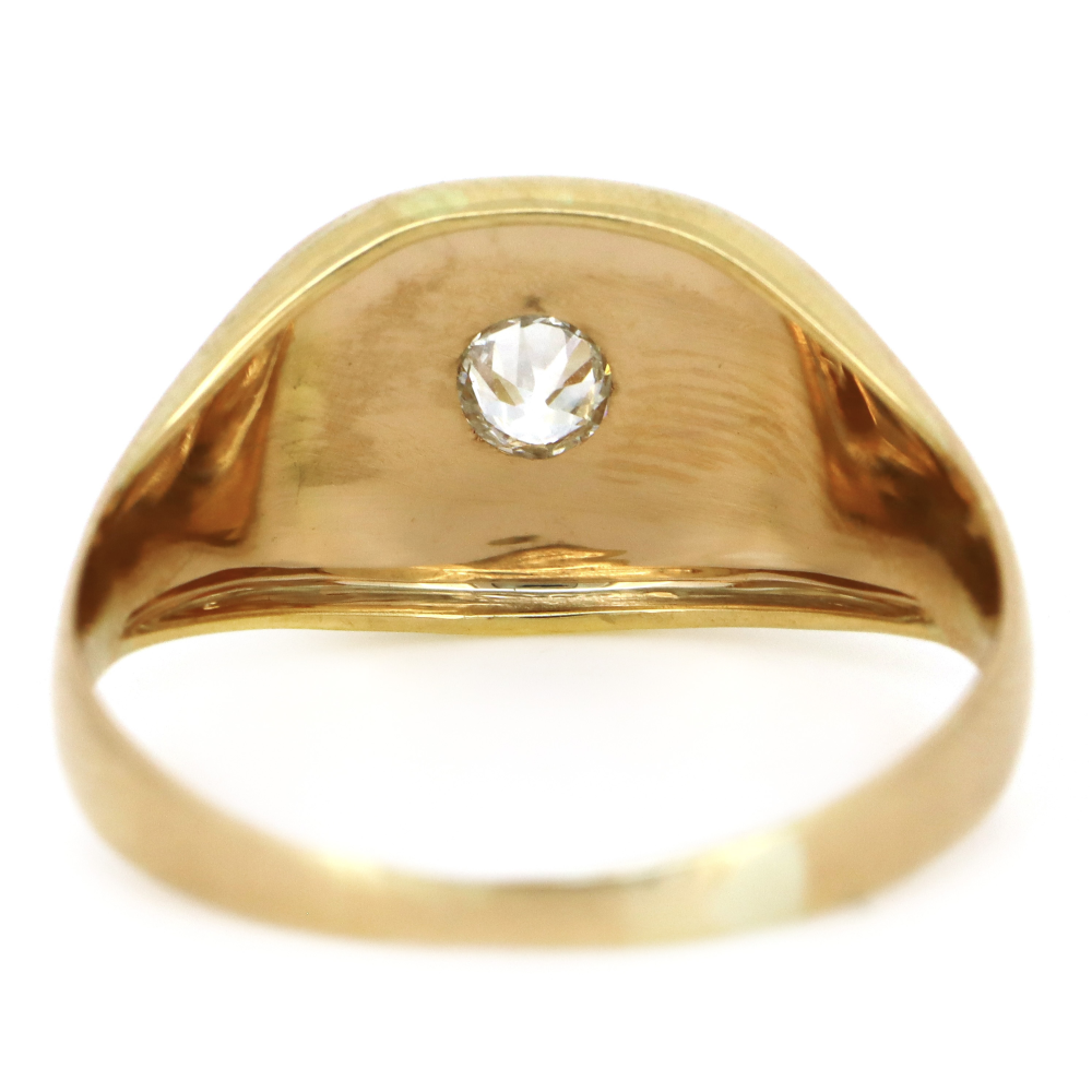 9K Rose Gold and Diamond Star Set Signet Ring