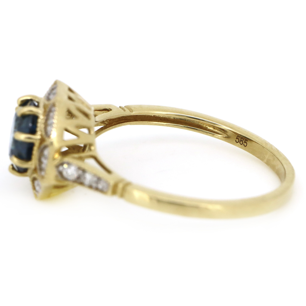 1.04ct Yellow Gold Fancy Blue Diamond Antique Inspired Ring