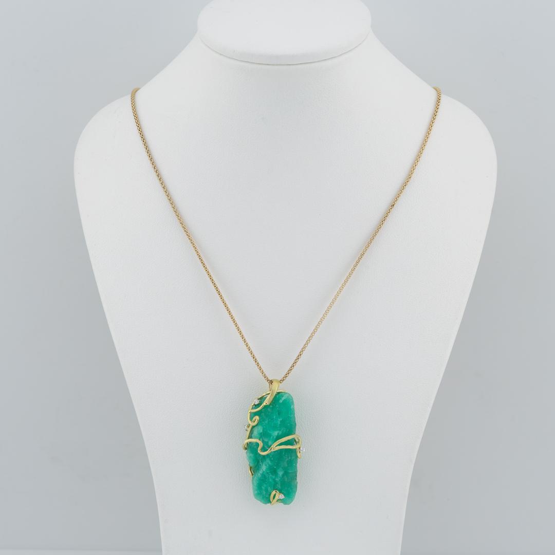 44.65ct Natural Colombian Emerald Pendant with Gold and Diamond feature