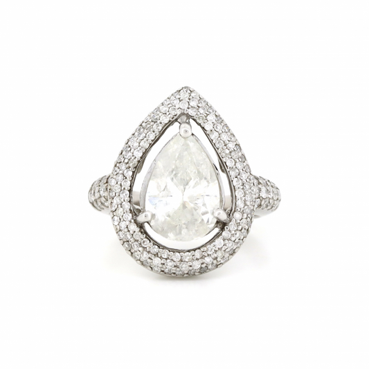 3.02ct Pear cut Diamond Cluster Statement Ring