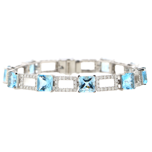 14.91ct Aquamarine, and Diamond Bracelet