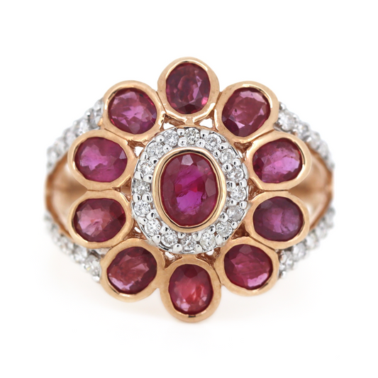 Pink Sapphire & Diamond Floral Statement Ring