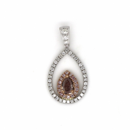 White & Rose Gold Pink Diamond Pendant