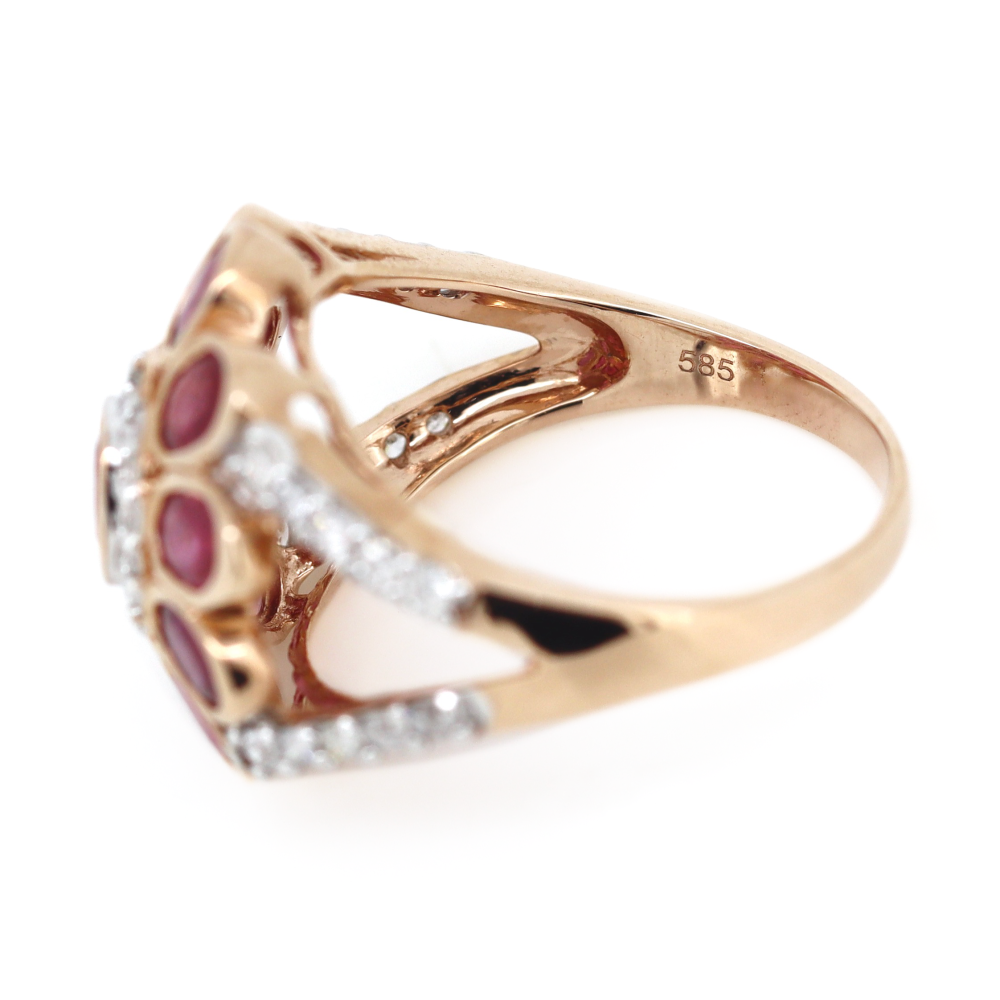Pink Sapphire & Diamond Floral Statement Ring