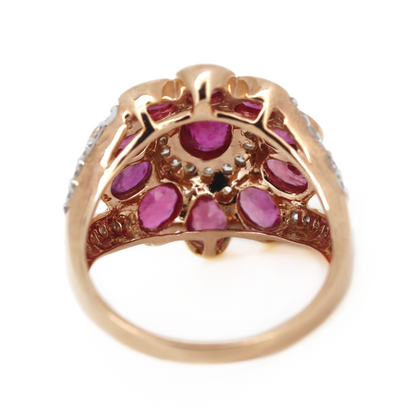 Pink Sapphire & Diamond Floral Statement Ring
