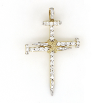 Yellow Gold, 1.392ct TDW Diamond, Crucifix Pendant